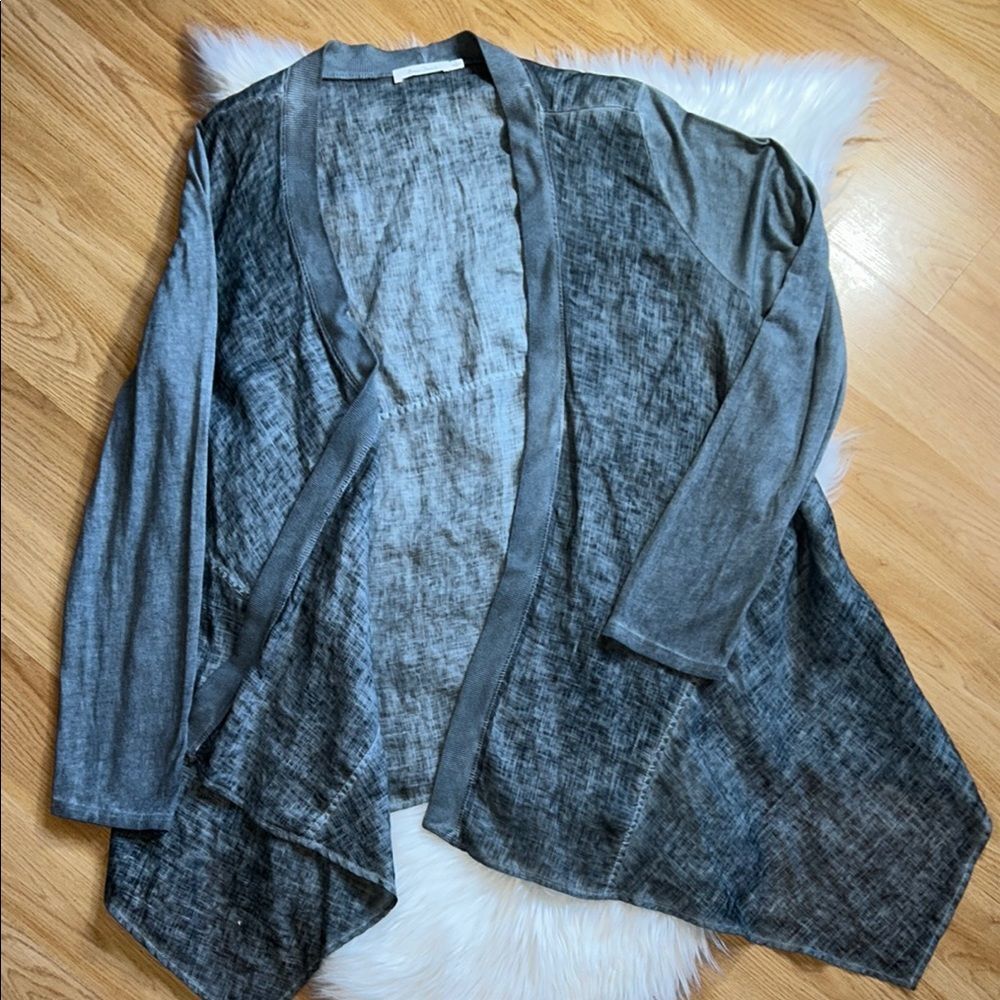 Beau Jours Cardigan Jacket Gray Linen Women's Size Large Made in USA